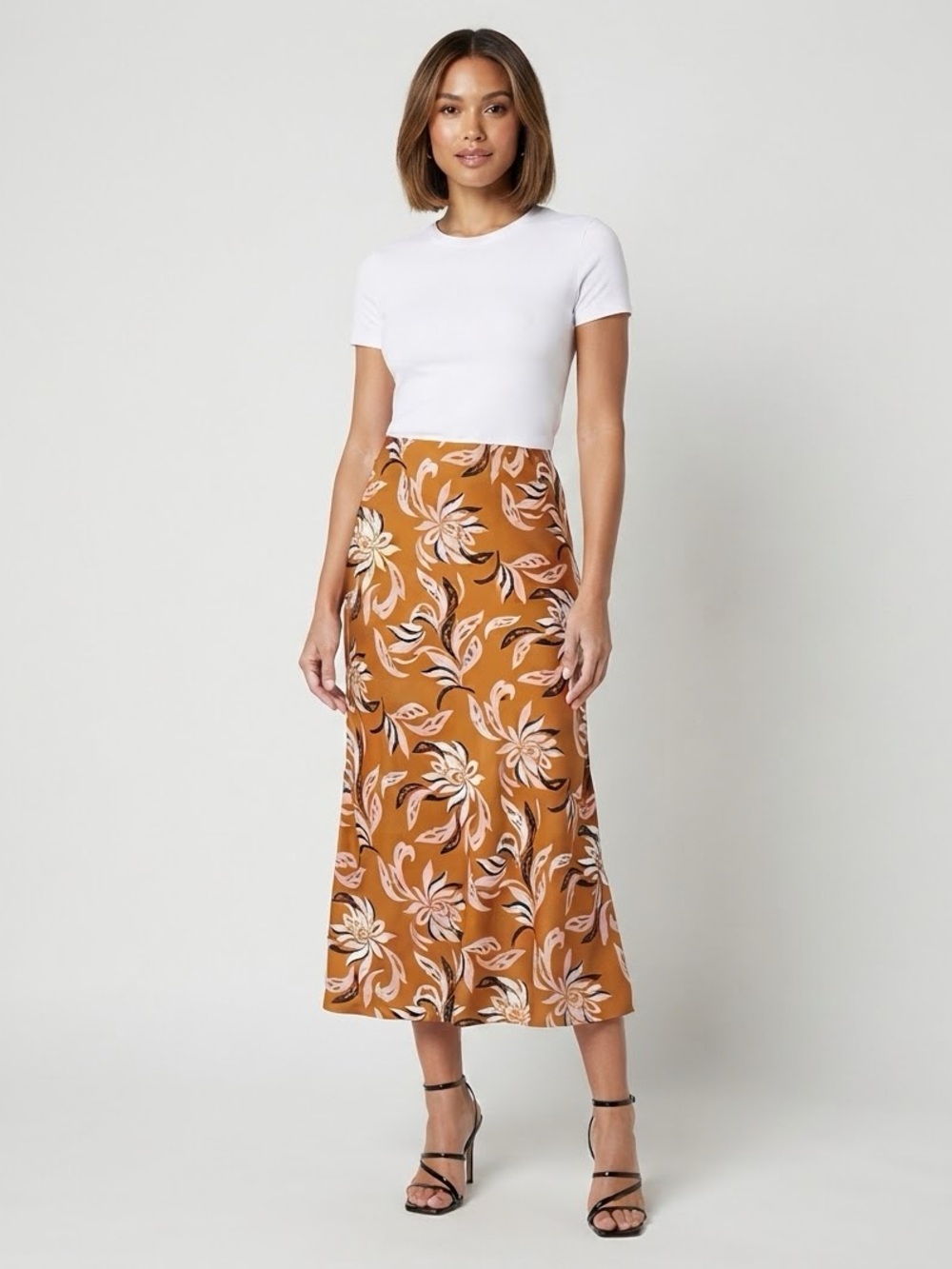 Liz Claiborne Womens Mid Rise Midi A-Line Floral Print Maxi Skirt